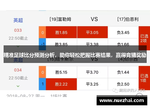 精准足球比分预测分析，助你轻松把握比赛结果，赢得竞猜奖励